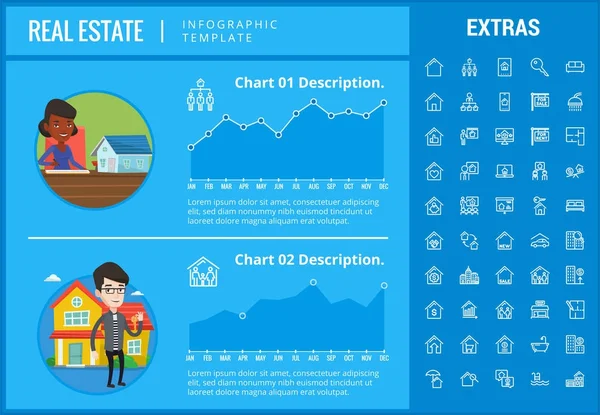 Immobilien-Infografik-Vorlage, Elemente, Symbole. — Stockvektor