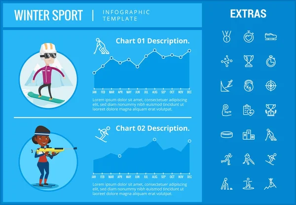 Modelo de infográfico de esporte de inverno, elementos, ícones — Vetor de Stock