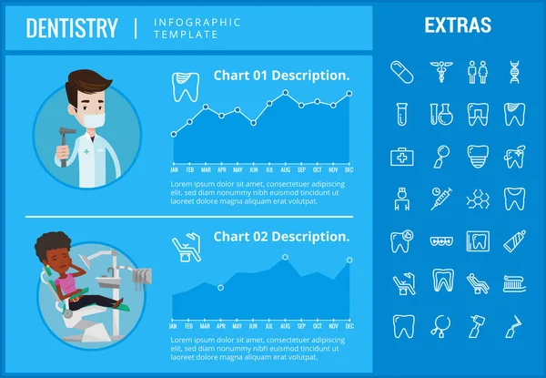 Šablona infografika stomatologie, prvky a ikony — Stockový vektor