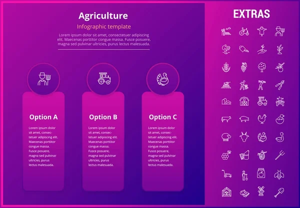 Landwirtschaft Infografik Vorlage, Elemente, Symbole. — Stockvektor