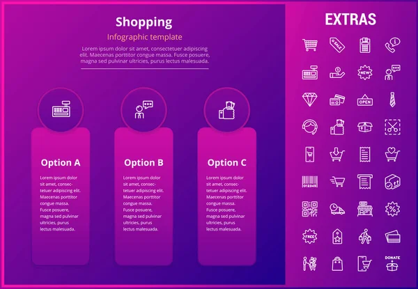 Shopping infographic mall, element och ikoner. — Stock vektor