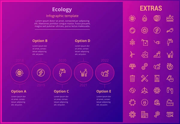 Ekologia infografikę szablon, elementy i ikony. — Wektor stockowy