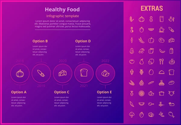 Hälsosam mat infographic mall, element, ikoner — Stock vektor