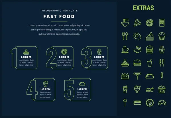 Fast food modello infografico ed elementi . — Vettoriale Stock