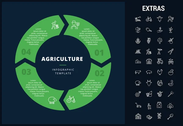 농업 infographic 템플릿, 요소, 아이콘. — 스톡 벡터