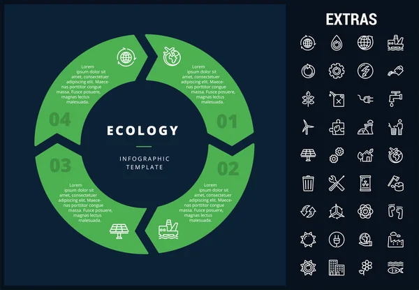 Modello infografico di ecologia, elementi e icone . — Vettoriale Stock