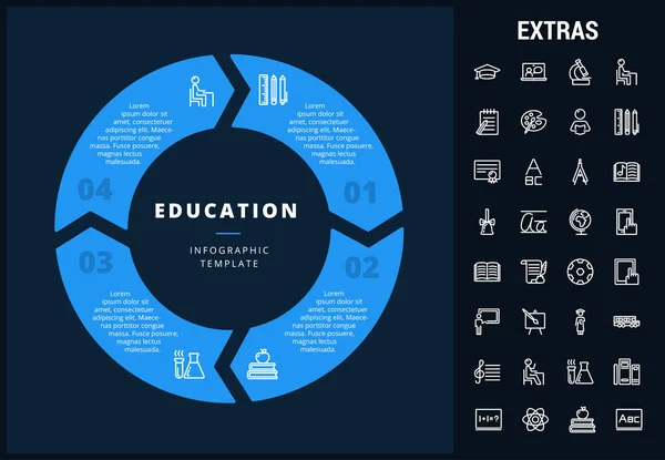 Plantilla de infografía educativa, elementos e iconos — Archivo Imágenes Vectoriales