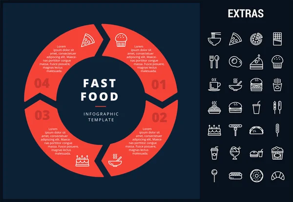 Fast-Food-Infografik Vorlage und Elemente. — Stockvektor