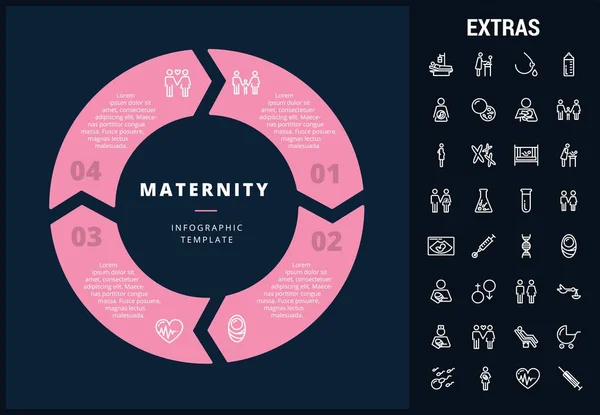 Modelo de infográfico de maternidade, elementos e ícones — Vetor de Stock