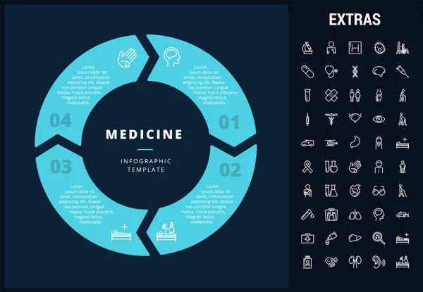 Plantilla de infografía médica, elementos e iconos . — Archivo Imágenes Vectoriales