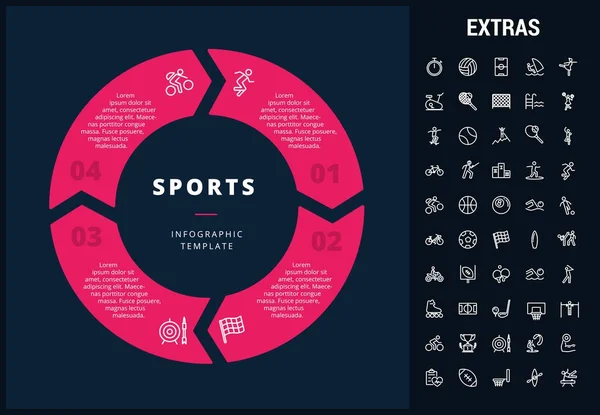 Plantilla de infografía deportiva, elementos e iconos . — Archivo Imágenes Vectoriales