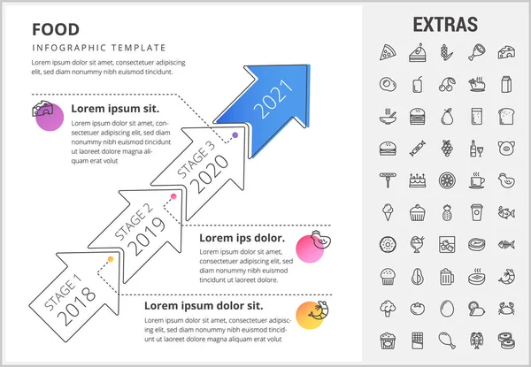 Gıda Infographic şablon, öğeler ve simgeler. — Stok Vektör