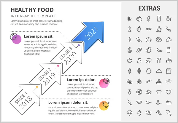 Hälsosam mat infographic mall, element, ikoner — Stock vektor