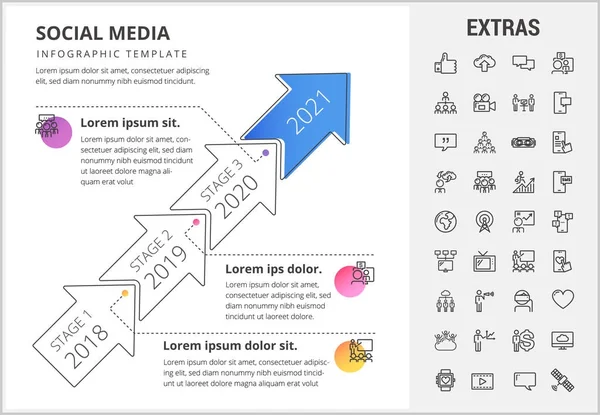 社交媒体信息模板, 元素, 图标 — 图库矢量图片