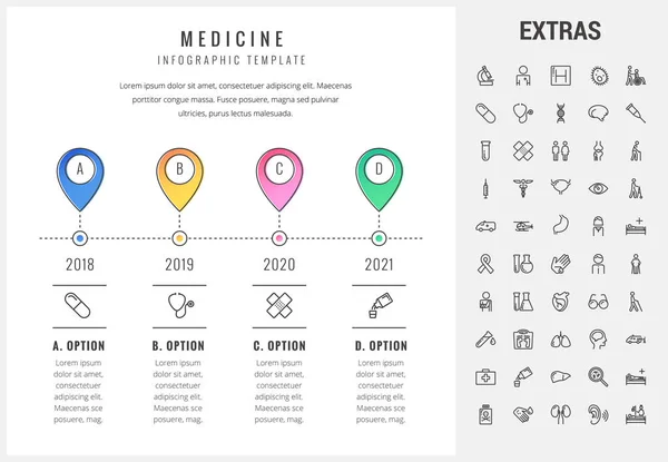 Plantilla de infografía médica, elementos e iconos . — Vector de stock