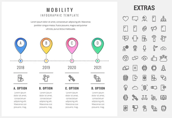 Mobilności infografikę szablon, elementy i ikony. — Wektor stockowy