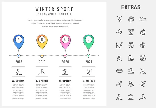 Infomaterial zum Wintersport, Elemente, Symbole — Stockvektor