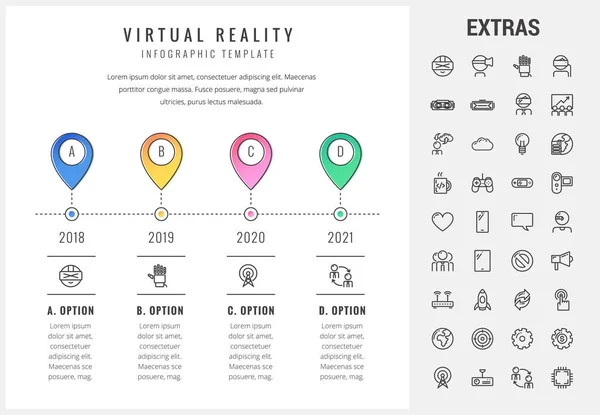 Modelo de infográfico de realidade virtual e elementos . — Vetor de Stock