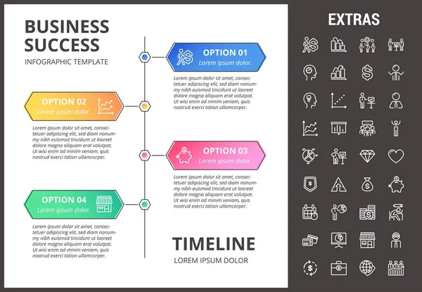 Modello infografico di successo aziendale ed elementi — Vettoriale Stock