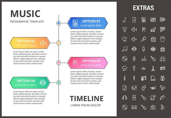 Musik-Infografik-Vorlage, Elemente und Symbole. — Stockvektor