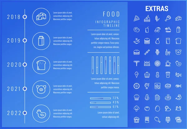 Plantilla de infografía alimentaria, elementos e iconos . — Vector de stock