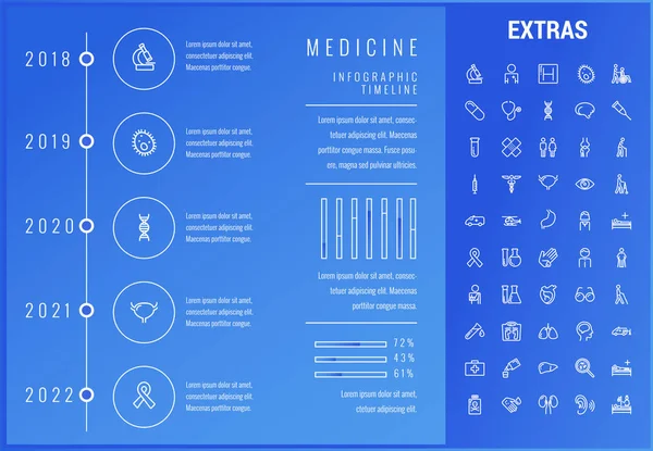 Modelo infográfico de medicina, elementos e ícones . — Vetor de Stock