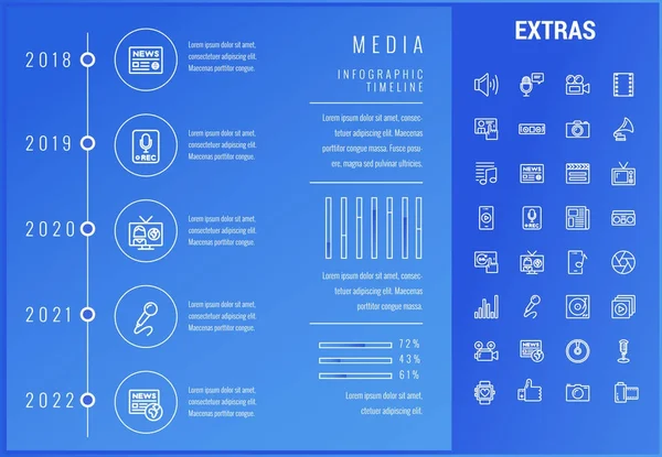Media infographic mall, element och ikoner. — Stock vektor