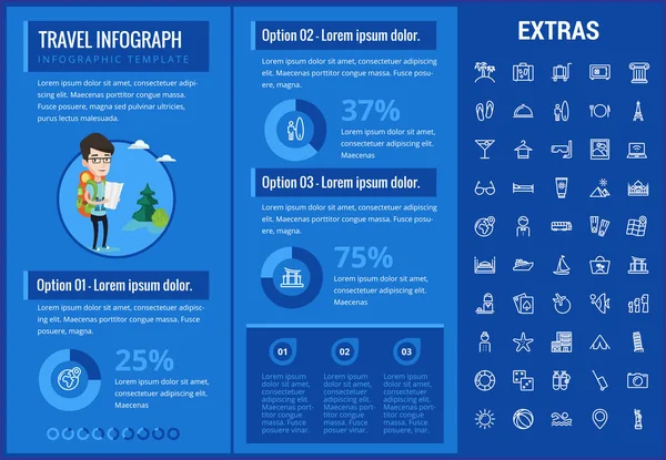 Travel infographic template, elements and icons. Stock Vector