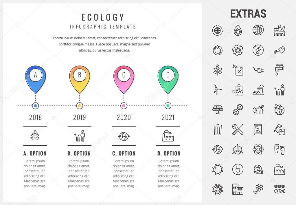 Ecology infographic template, elements and icons.