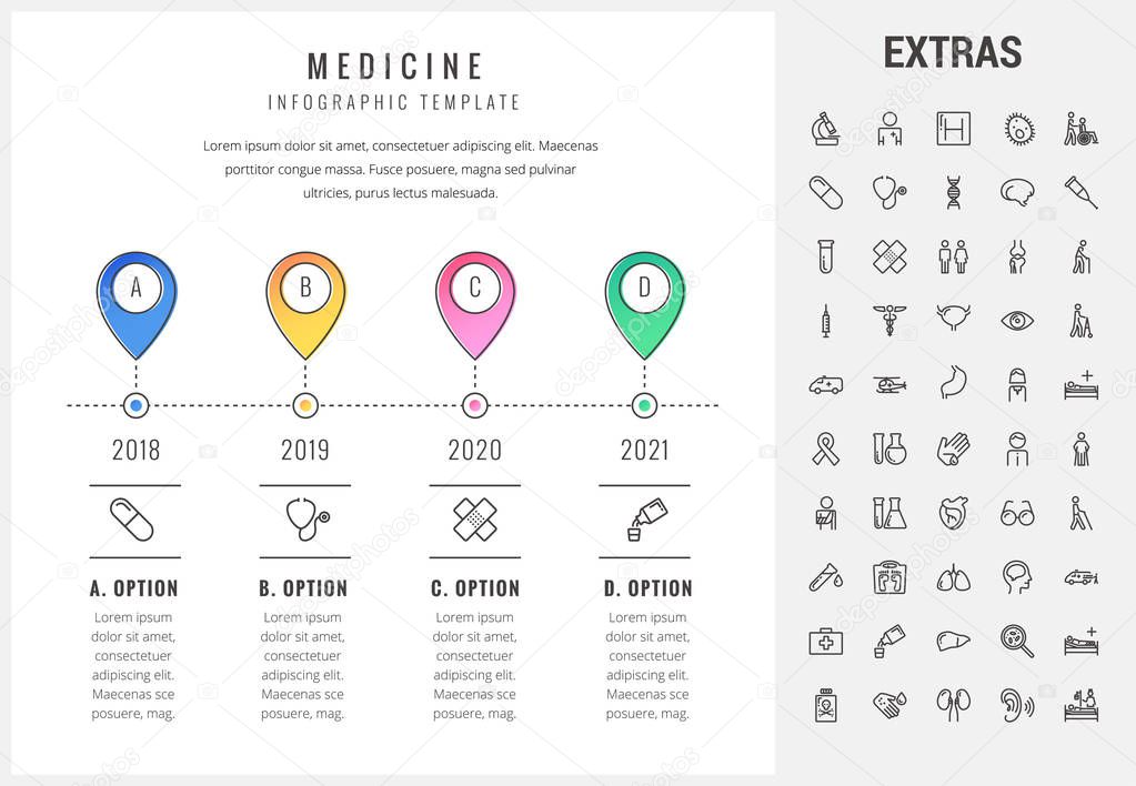 Medicine infographic template, elements and icons.