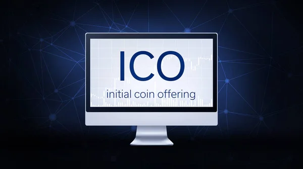 ICO moneta iniziale che offre banner . — Foto Stock
