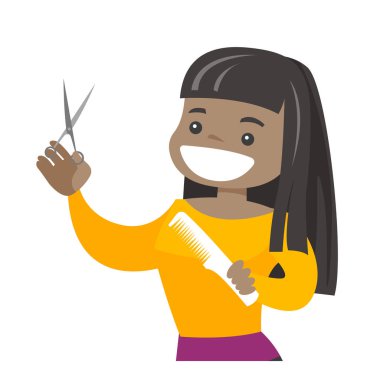 Tarak ve makas elinde tutan Kuaför.