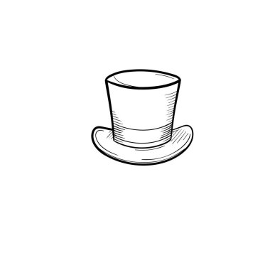 Silindir şapka el çizilmiş kroki simgesi.