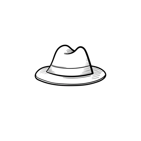 Fedora klobouk ručně tažené skica ikony. — Stockový vektor
