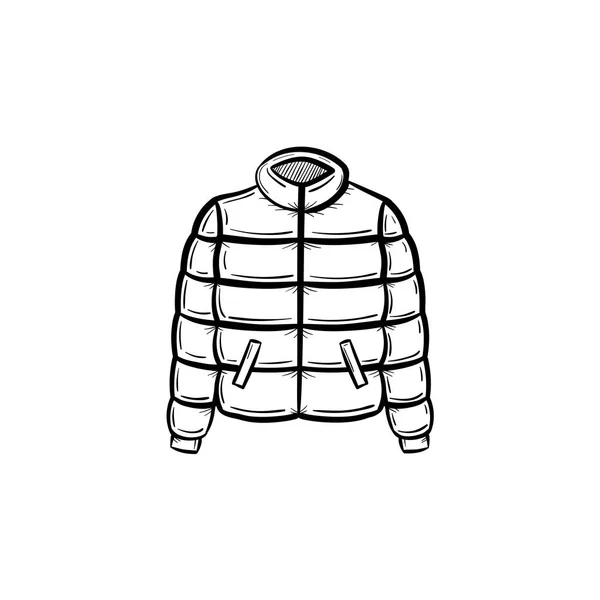 Chaqueta de plumas dibujado a mano icono del boceto . — Vector de stock