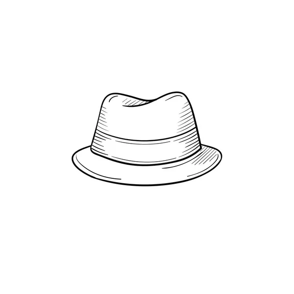 Sombrero clásico dibujado a mano icono del boceto . — Archivo Imágenes Vectoriales