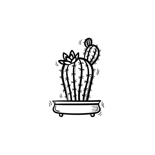 Cactus dans un pot dessiné à la main icône croquis . — Image vectorielle