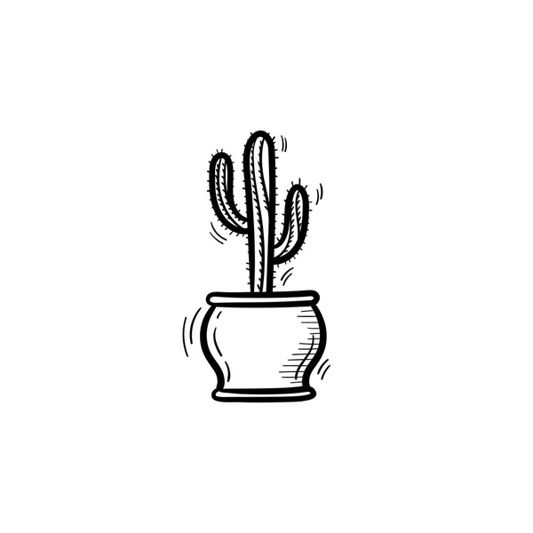 Cactus dans un pot dessiné à la main icône croquis . — Image vectorielle