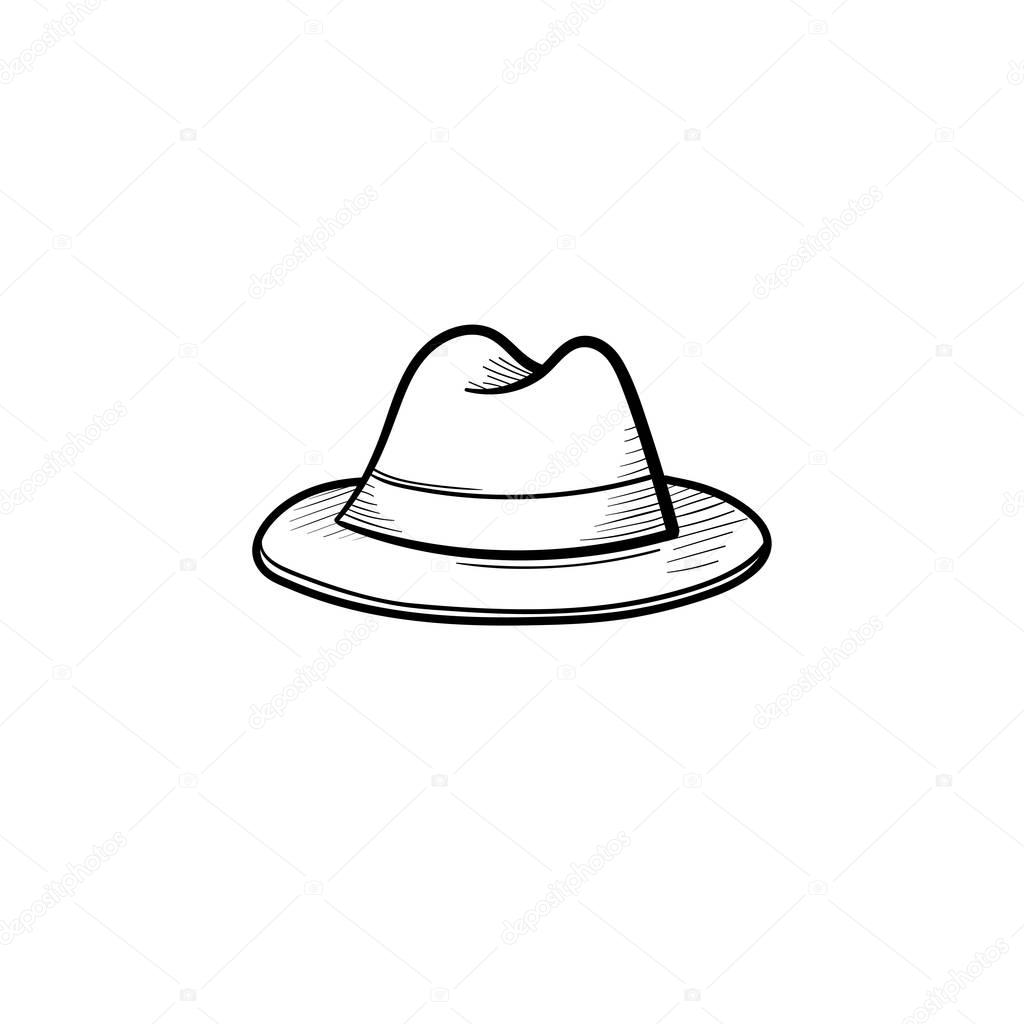 Fedora hat drawing | Fedora hat hand drawn sketch icon. — Stock Vector