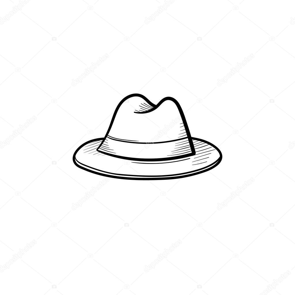 Fedora hat drawing | Fedora hat hand drawn sketch icon. — Stock Vector