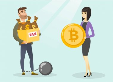 Genç adam bitcoins tarafından vergi ödeme seçme.