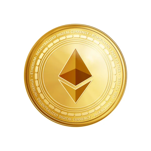 Zlatá ethereum mince symbol. — Stockový vektor