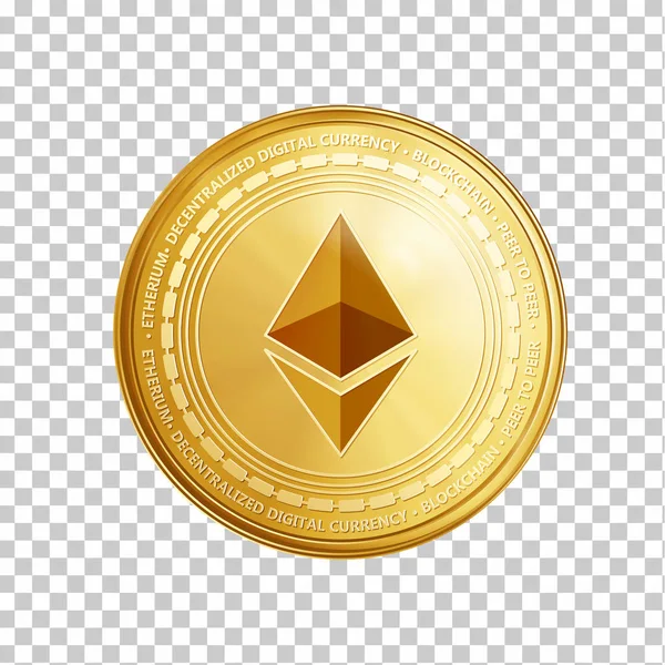 Altın ethereum sikke simge. — Stok Vektör