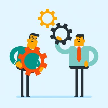 Beyaz beyaz iş erkek dişli montaj.