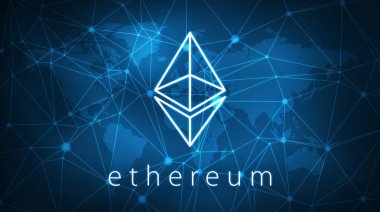 Fütüristik hud afiş Ethereum sembolü.