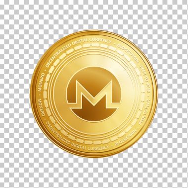 Altın Monero blockchain sikke simge.