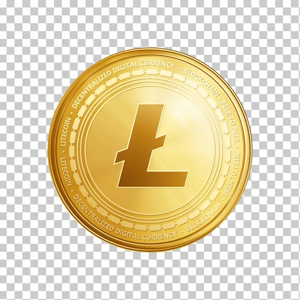 Goldene Litecoin-Blockchain-Münze. — Stockvektor