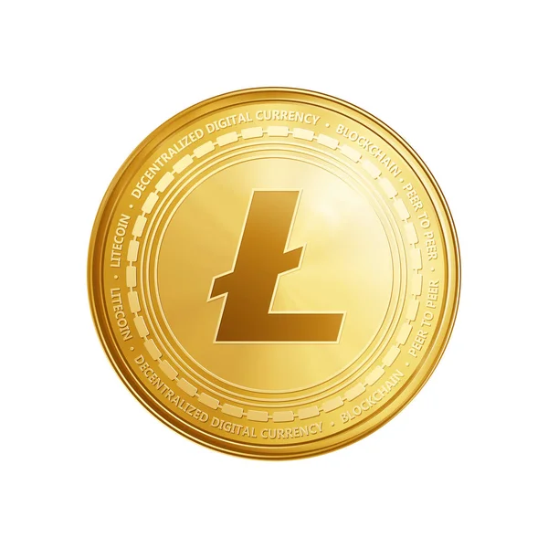 Goldene Litecoin-Blockchain-Münze. — Stockvektor