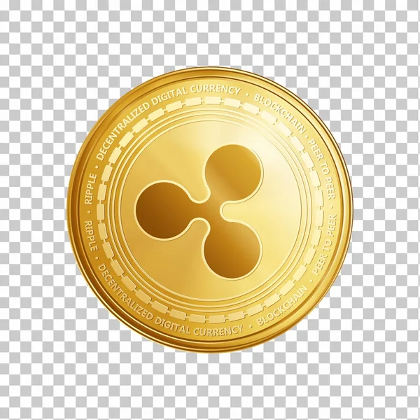 Golden Ripple Blockchain Coin Symbol. — Stockvektor