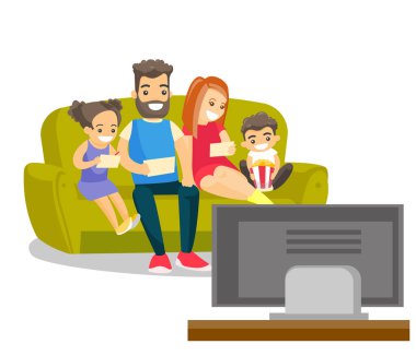 Beyaz Beyaz aile evde televizyon izlerken